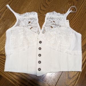 Free People, white knit/ lace cami top, NEW w/Tags